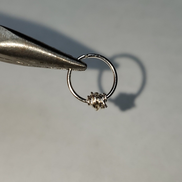 Sterling Silver Wire Wrapped Nose/Cartilage Ring - Picture 3 of 9